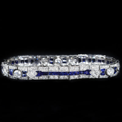 Art Deco 3.35 CTW Diamond and Sapphire Bracelet