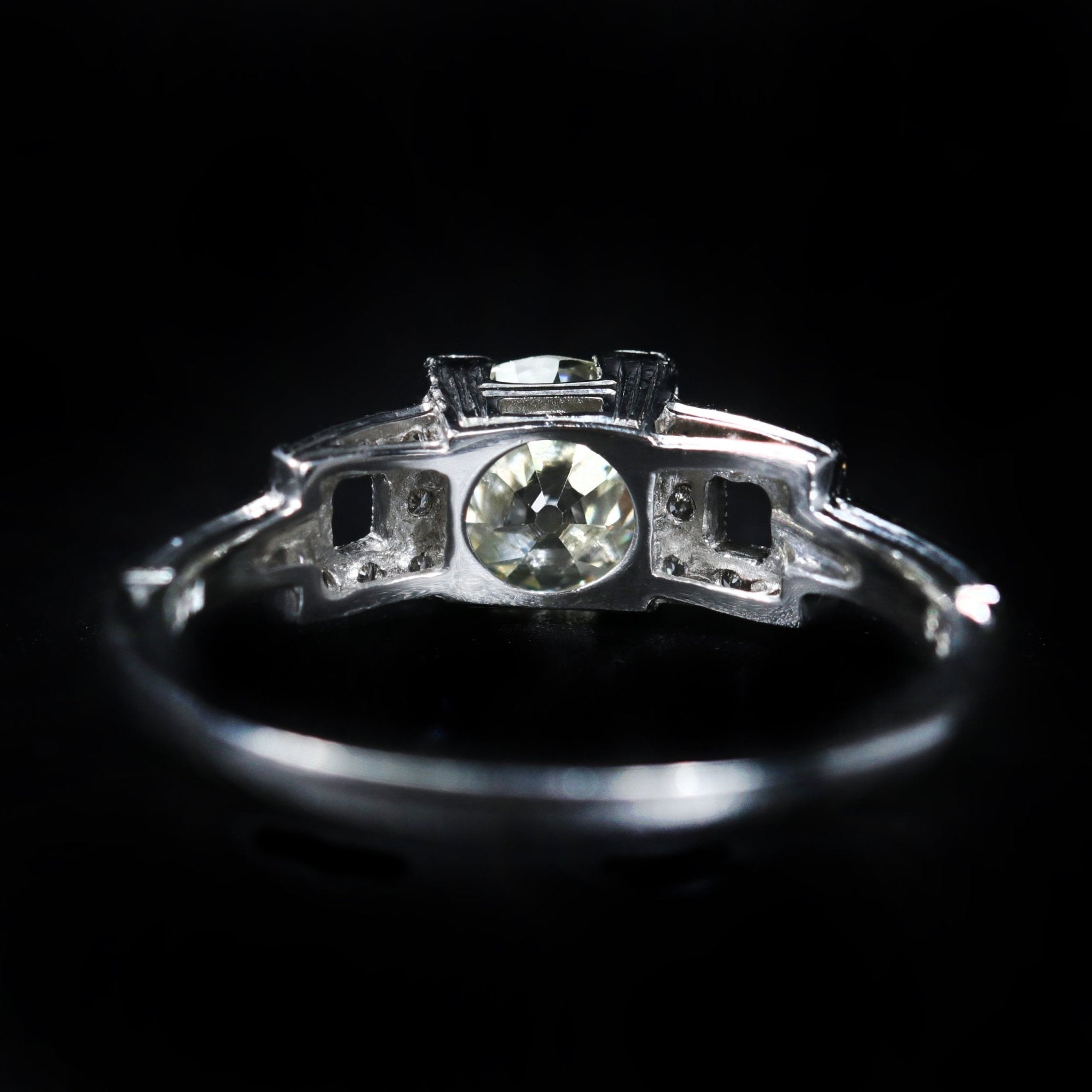 Art Deco Platinum 0.92 Carat Old Mine Cut Diamond Engagement Ring - Walton's Jewelry