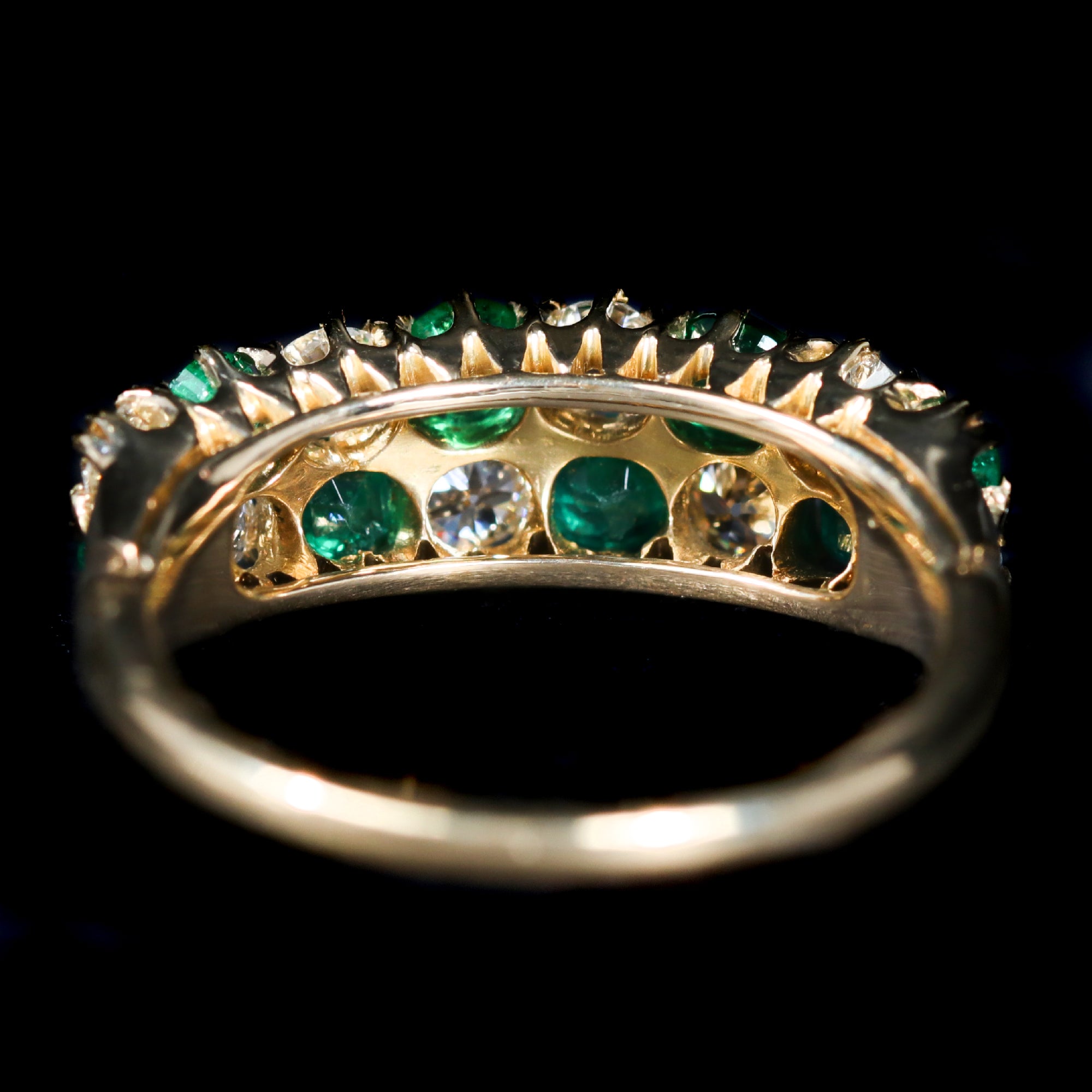 Victorian 0.25 CTW Old Mine Cut Diamond and Emerald Ring - Walton's Jewelry