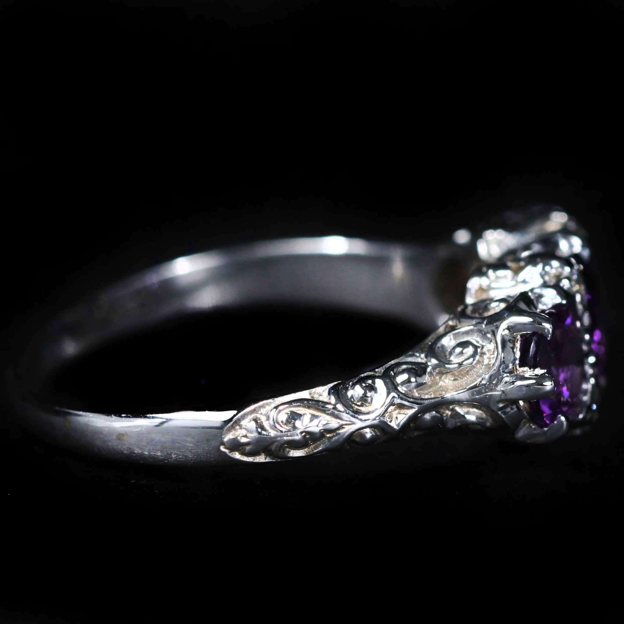 14K White Gold 1.22 CTW Amethyst and Diamond Ring - Walton's Jewelry