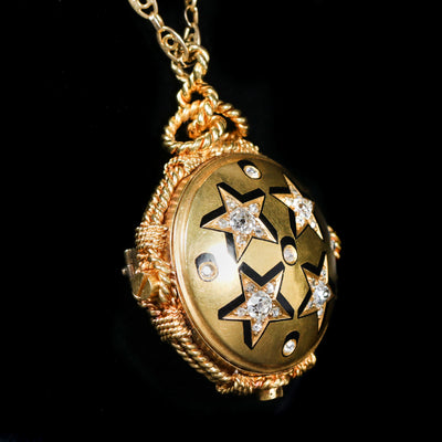 Victorian 18k Yellow Gold 1.00 CTW Diamond Locket Brooch/Pendant