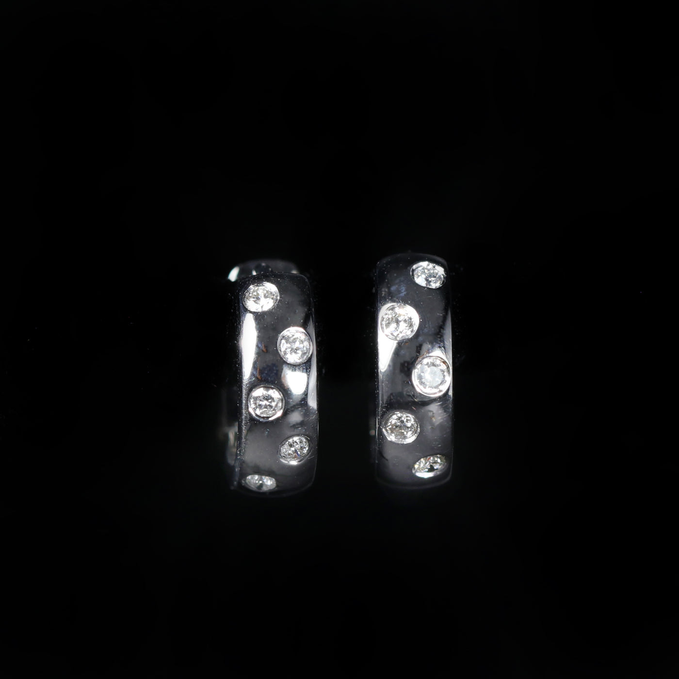 14K White Gold 0.11 CTW Diamond Huggie Hoop Earrings