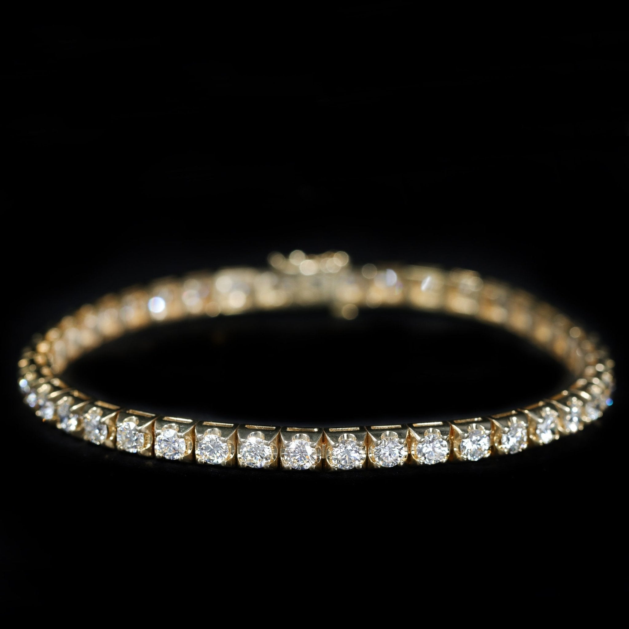 14K Yellow Gold 5.58 CTW Diamond Tennis Bracelet, 7" - Walton's Jewelry