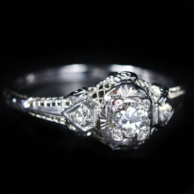 Estate 0.26 Carat Round Brilliant Cut Diamond Engagement Ring