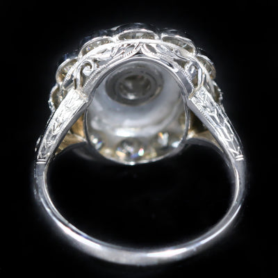 Estate 1.68 CTW Old European Cut Diamond & Rock Crystal Ring