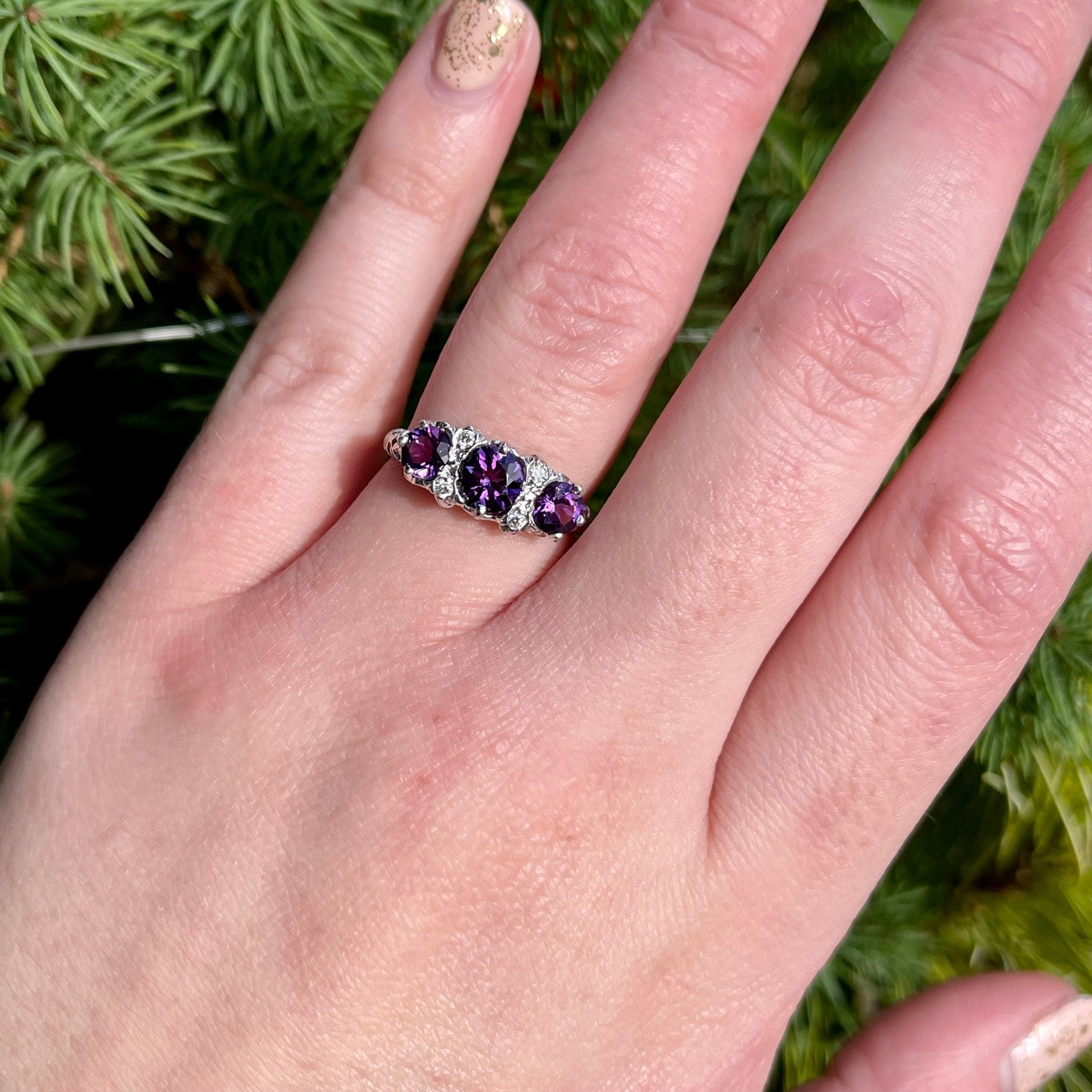 14K White Gold 1.22 CTW Amethyst and Diamond Ring - Walton's Jewelry