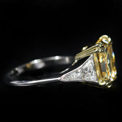 Platinum GIA 5.80 Carat Fancy Light Yellow Diamond Engagement Ring