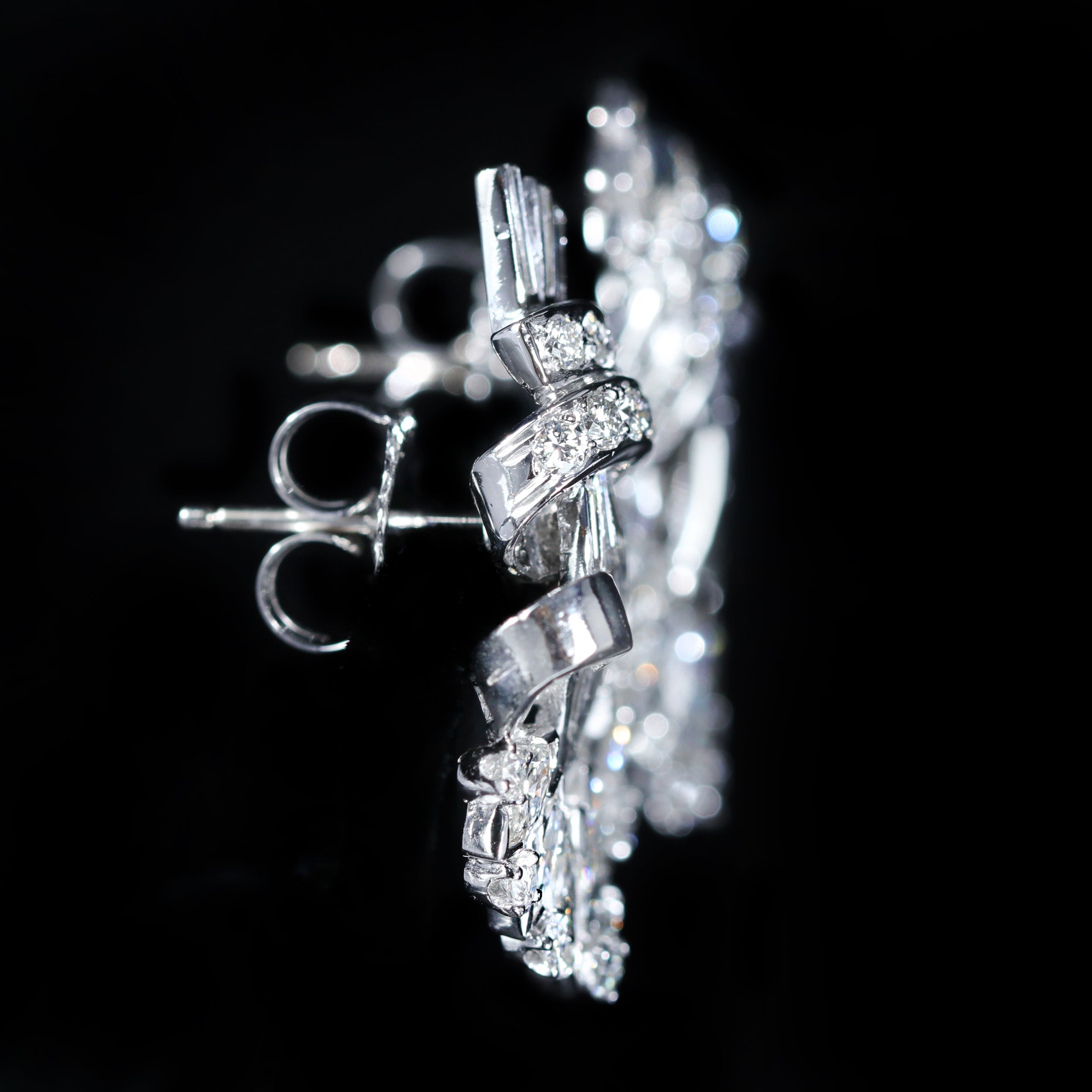1950s 14K White Gold 6.00 CTW Diamond Earrings