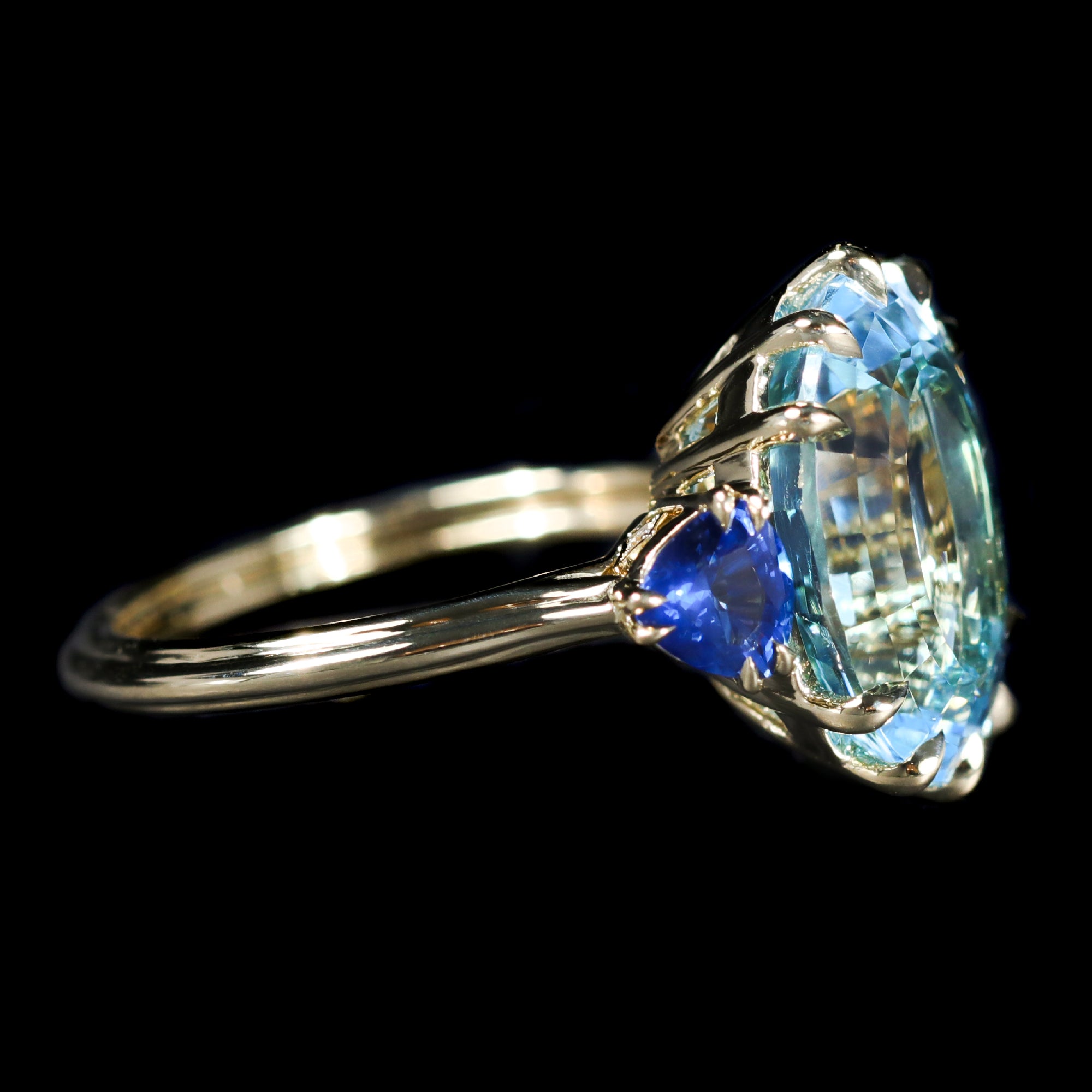 14K Yellow Gold 7.34 Carat Topaz, Sapphire, and Diamond Ring - Walton's Jewelry