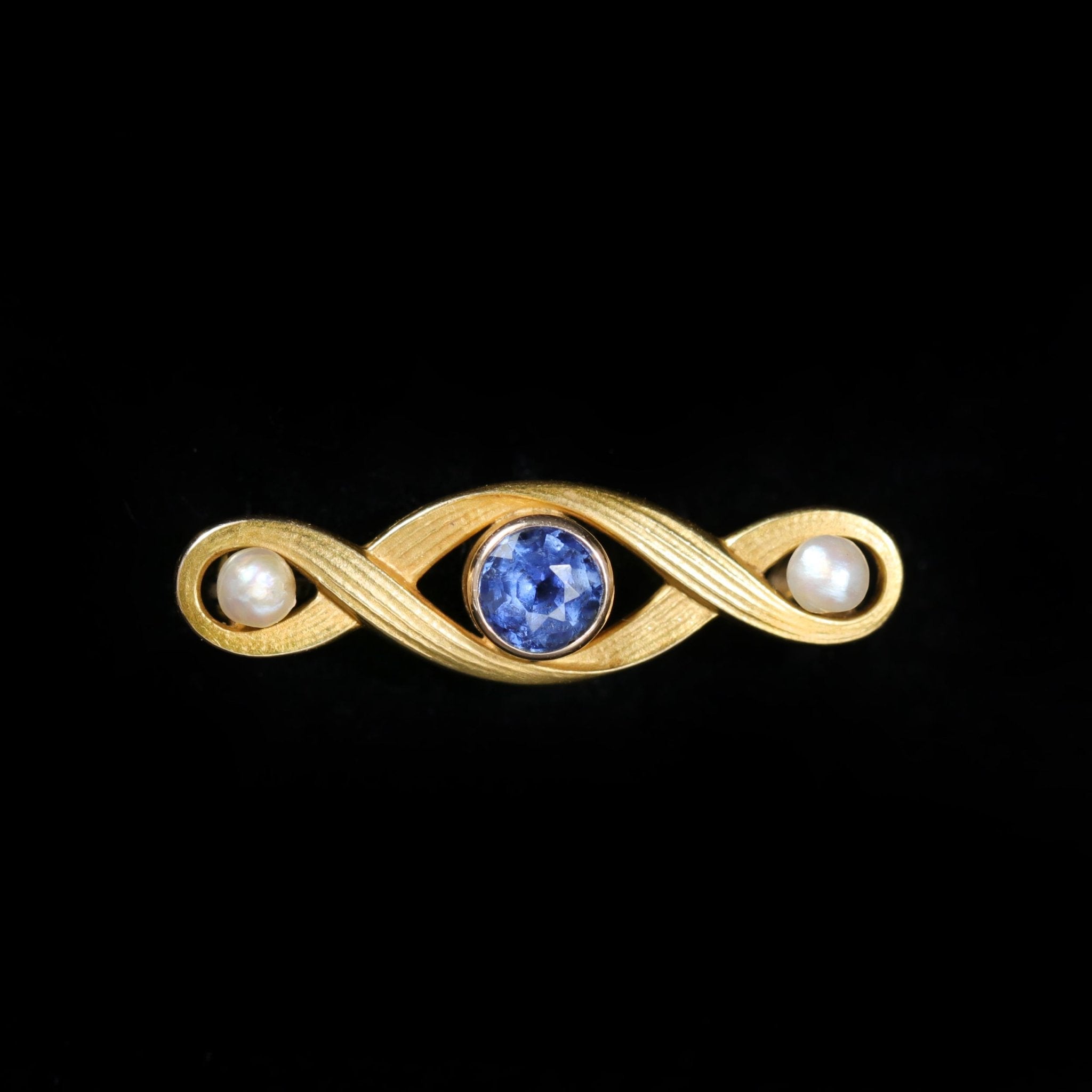 Art Nouveau Sapphire and Pearl Beauty Pin - Walton's Jewelry