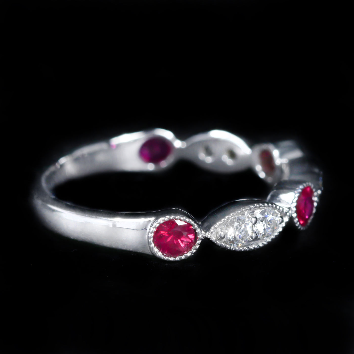 14K White Gold 0.51 CTW Ruby and Diamond Band