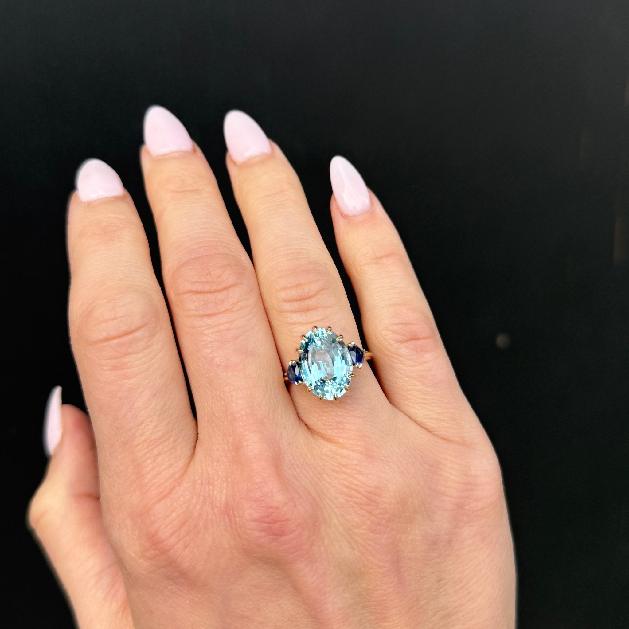 14K Yellow Gold 7.34 Carat Topaz, Sapphire, and Diamond Ring - Walton's Jewelry