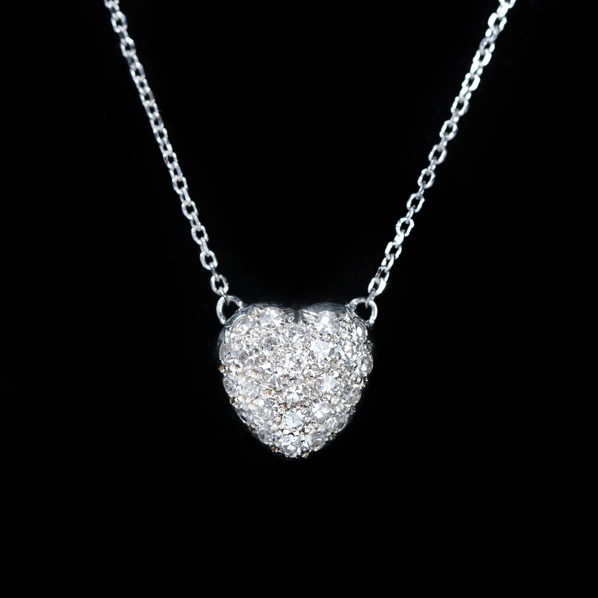 Estate 14K White Gold 0.40 CTW Diamond Heart Necklace - Walton's Jewelry