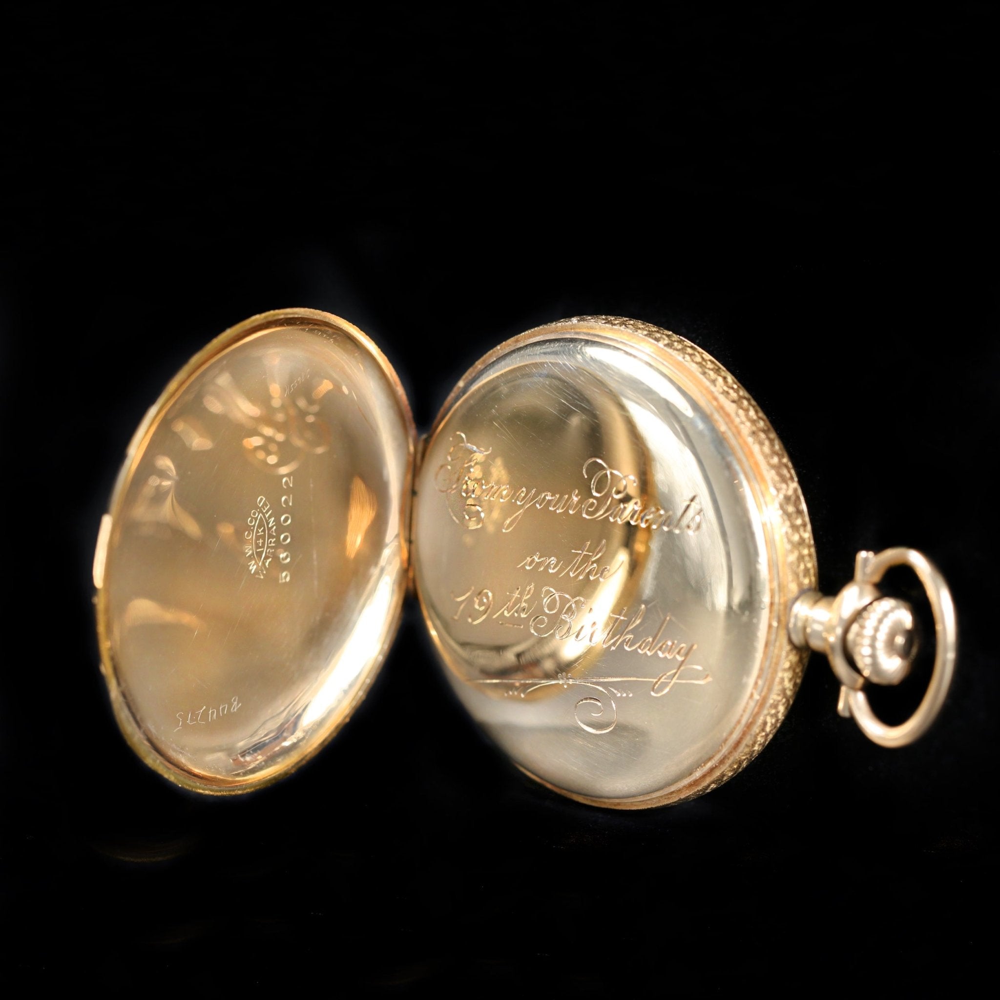 Edwardian 14K Yellow Gold Waltham Pocket Watch, Circa 1905 - Walton's Jewelry