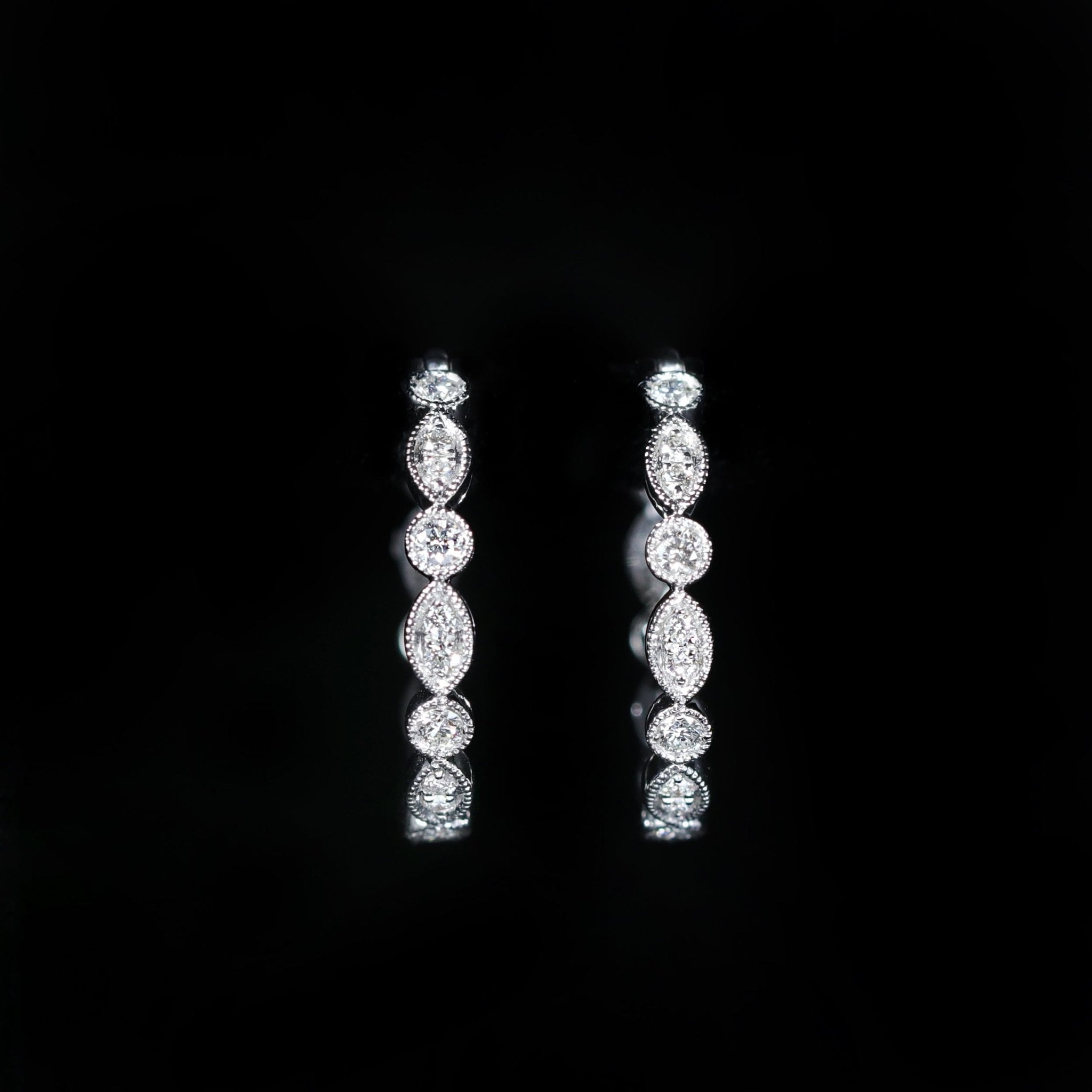 14K White Gold 0.51 CTW Diamond Hoop Earrings - Walton's Jewelry